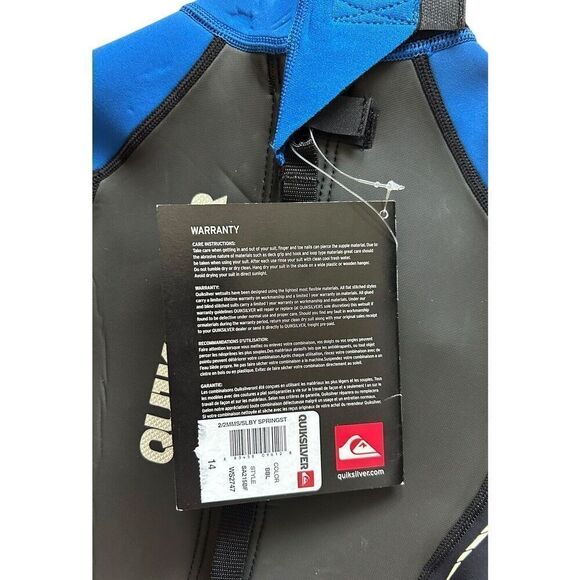 Quicksilver Syncro Shorty Shortie Surf Wetsuit Black Blue Hyperstretch Size 14 - Picture 7 of 8